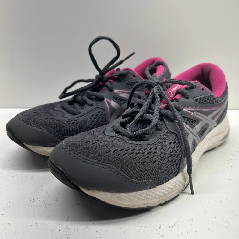 ASICS GEL-Contend 7 Women's Running Shoes Sz 8.5 Gray Pink 1012A911 Athletic